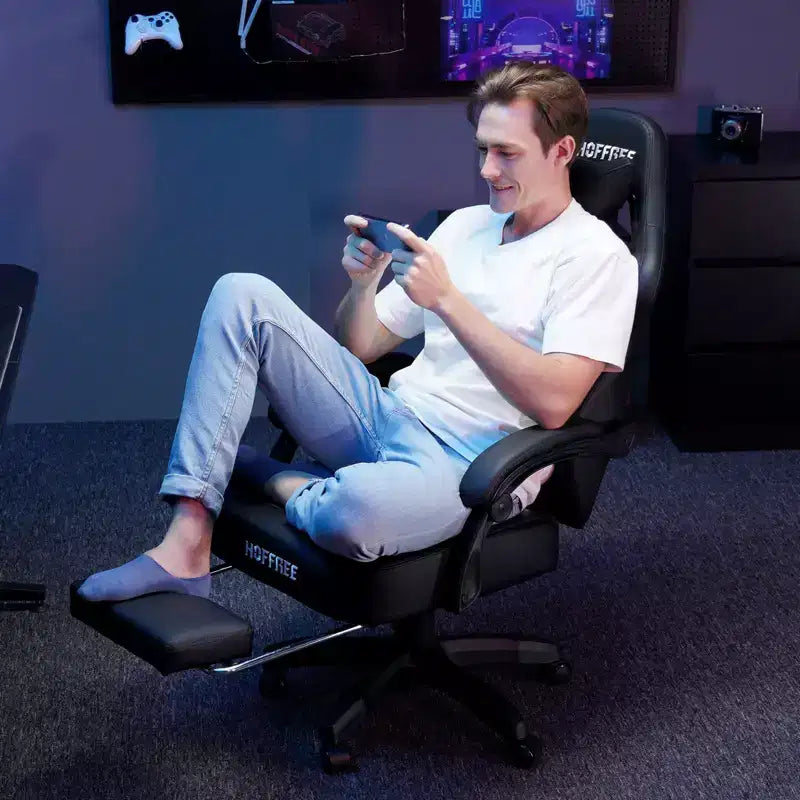 Fauteuil de jeu massant en cuir véritable, chaise de bureau ergonomique pour ordinateur