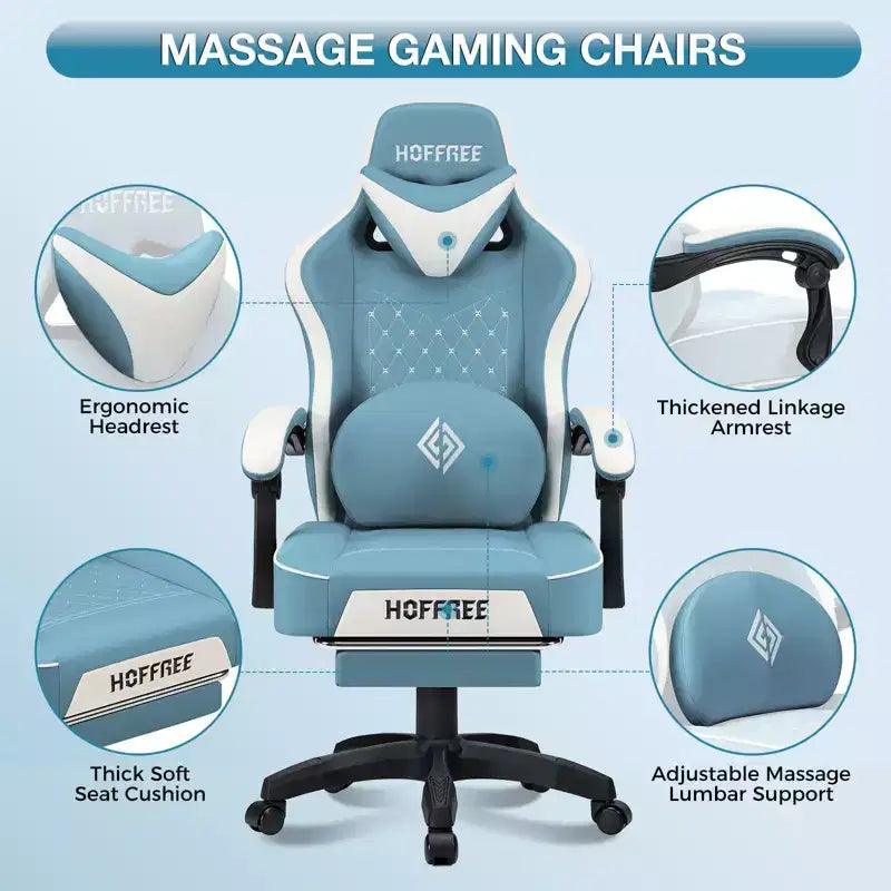 Fauteuil de jeu massant en cuir véritable, chaise de bureau ergonomique pour ordinateur