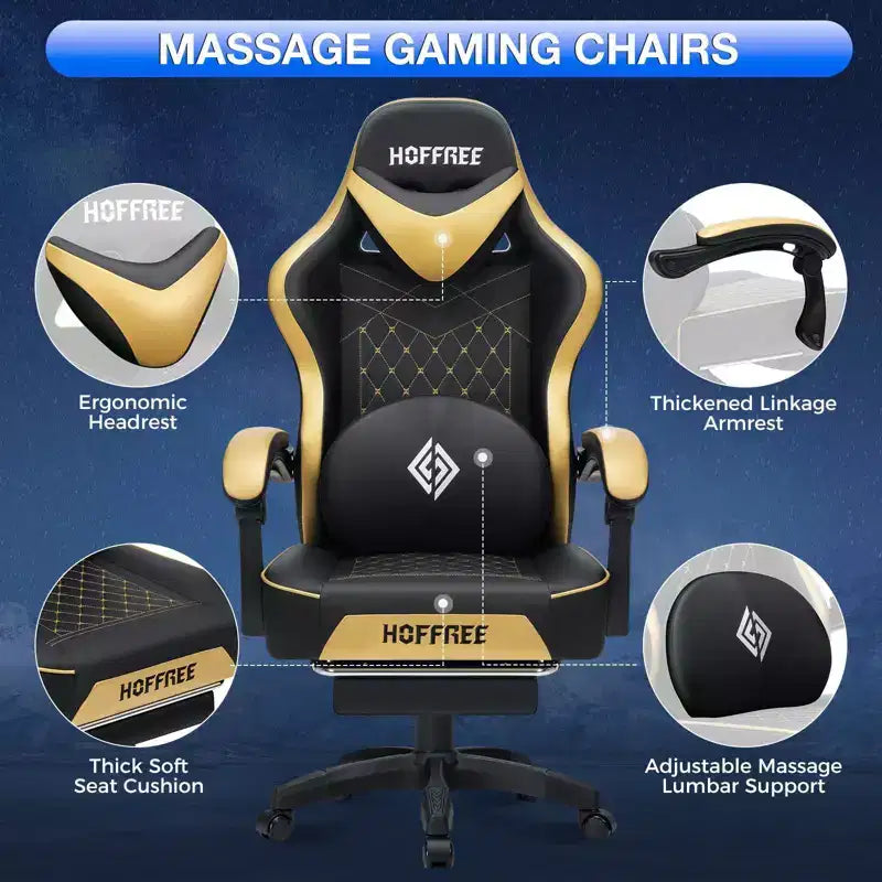 Fauteuil de jeu massant en cuir véritable, chaise de bureau ergonomique pour ordinateur