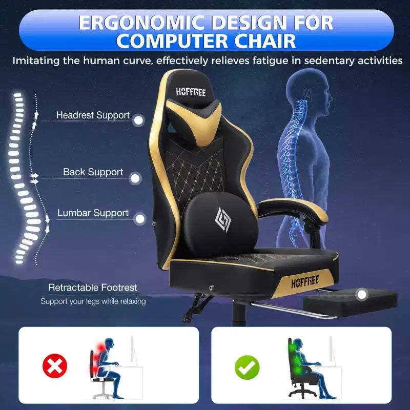 Fauteuil de jeu massant en cuir véritable, chaise de bureau ergonomique pour ordinateur