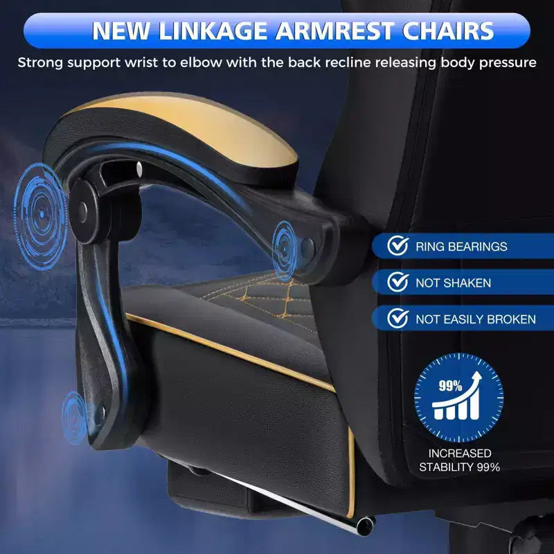 Fauteuil de jeu massant en cuir véritable, chaise de bureau ergonomique pour ordinateur