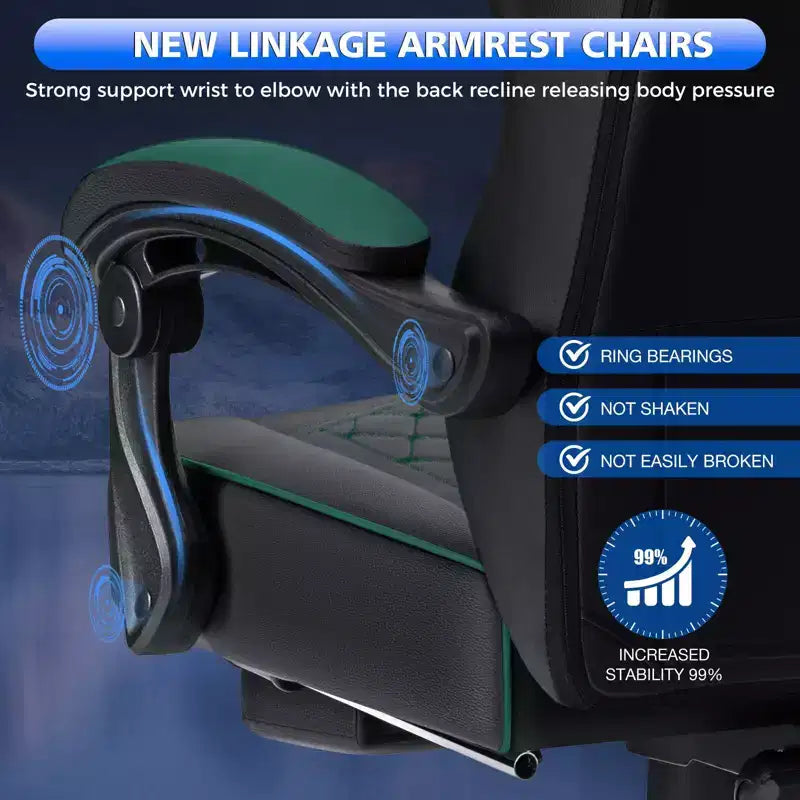 Fauteuil de jeu massant en cuir véritable, chaise de bureau ergonomique pour ordinateur