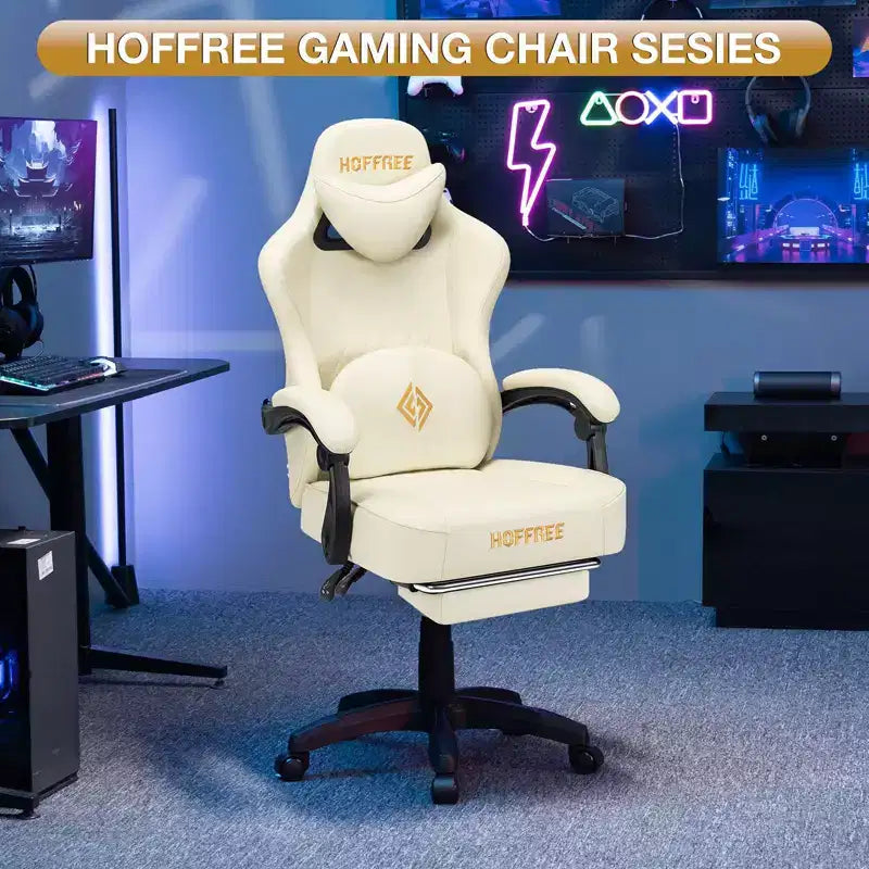 Fauteuil de jeu massant en cuir véritable, chaise de bureau ergonomique pour ordinateur