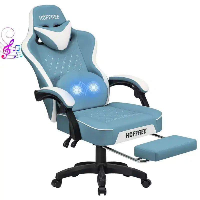 Fauteuil de jeu massant en cuir véritable, chaise de bureau ergonomique pour ordinateur
