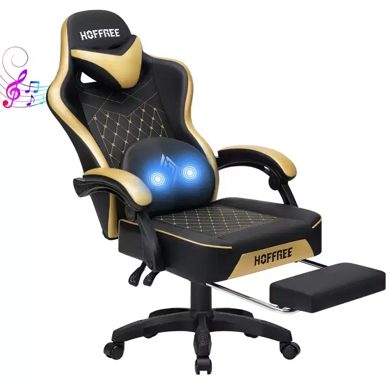 Fauteuil de jeu massant en cuir véritable, chaise de bureau ergonomique pour ordinateur