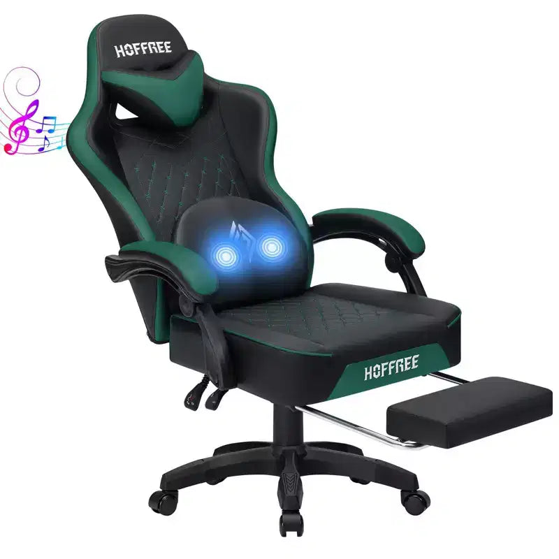 Fauteuil de jeu massant en cuir véritable, chaise de bureau ergonomique pour ordinateur
