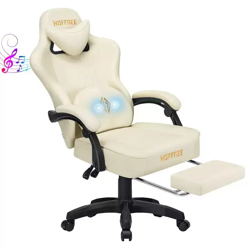 Fauteuil de jeu massant en cuir véritable, chaise de bureau ergonomique pour ordinateur