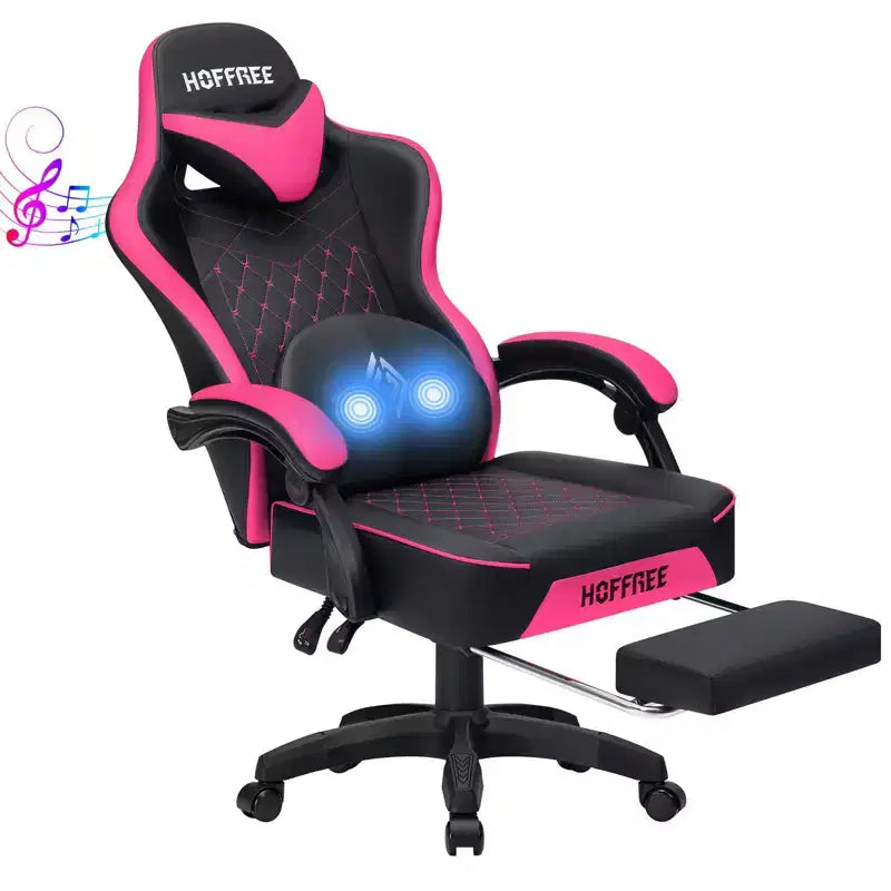 Fauteuil de jeu massant en cuir véritable, chaise de bureau ergonomique pour ordinateur