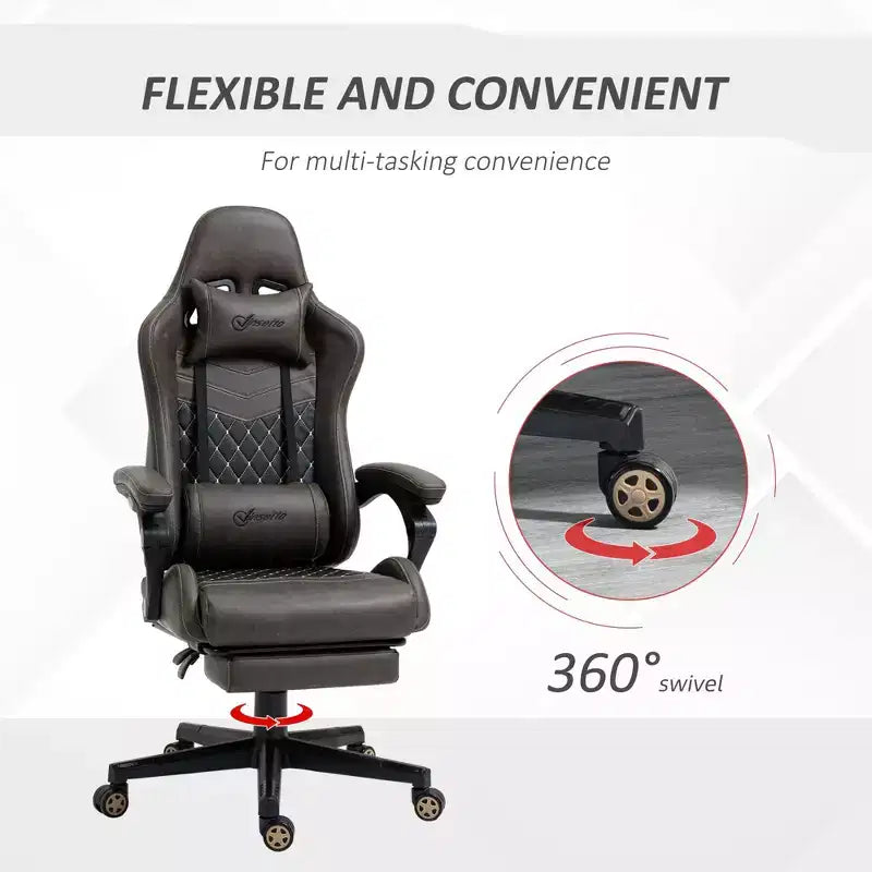Chaise de jeu à dossier haut, avec appuie-tête, chaise d'ordinateur, avec support lombaire et repose-pieds, chaise de bureau, chaise d'étude, chaise de lecture