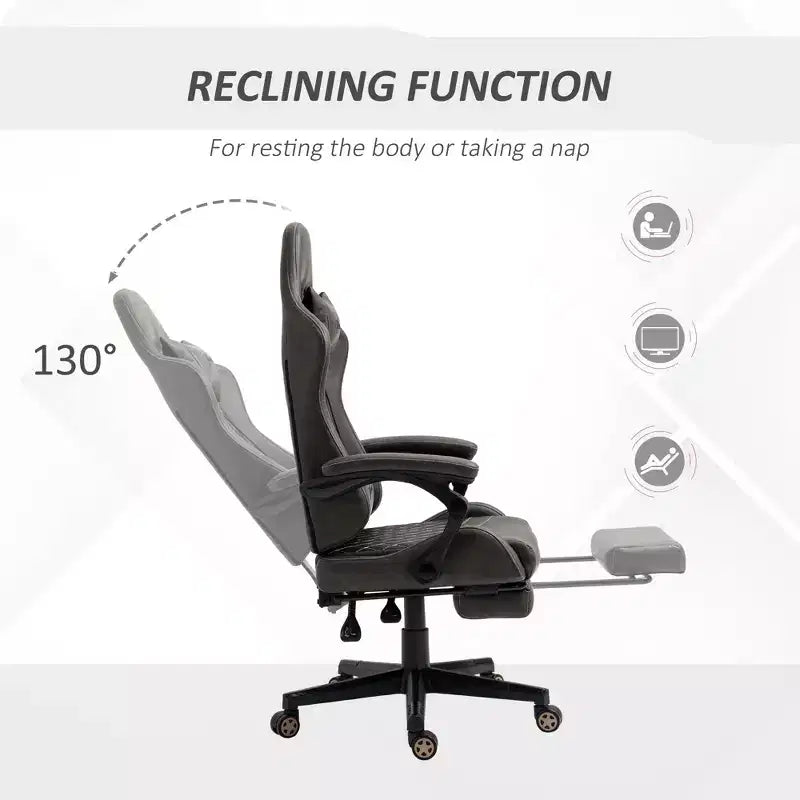 Chaise de jeu à dossier haut, avec appuie-tête, chaise d'ordinateur, avec support lombaire et repose-pieds, chaise de bureau, chaise d'étude, chaise de lecture
