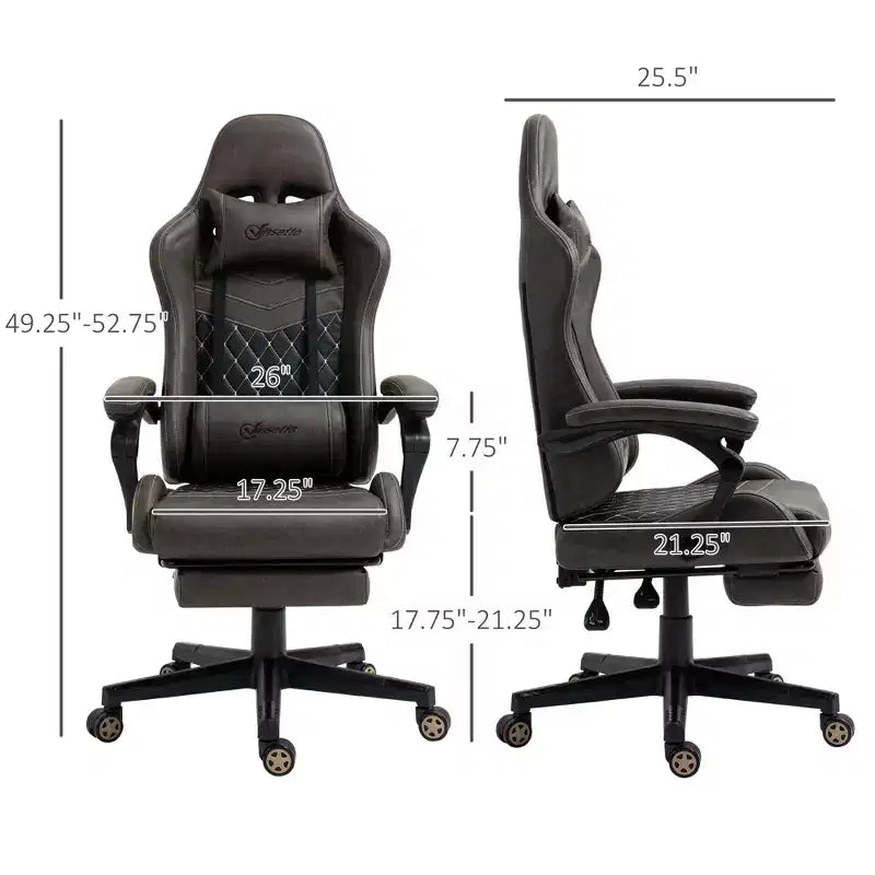 Chaise de jeu à dossier haut, avec appuie-tête, chaise d'ordinateur, avec support lombaire et repose-pieds, chaise de bureau, chaise d'étude, chaise de lecture