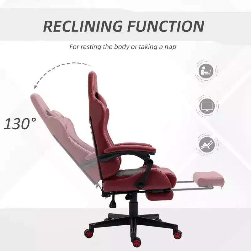 Chaise de jeu à dossier haut, avec appuie-tête, chaise d'ordinateur, avec support lombaire et repose-pieds, chaise de bureau, chaise d'étude, chaise de lecture
