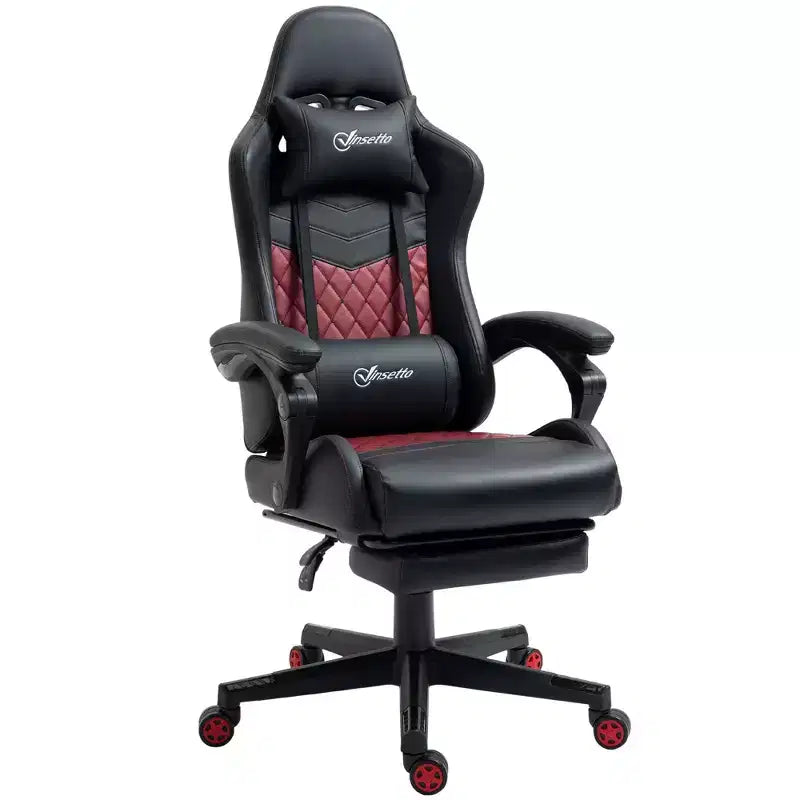 Chaise de jeu à dossier haut, avec appuie-tête, chaise d'ordinateur, avec support lombaire et repose-pieds, chaise de bureau, chaise d'étude, chaise de lecture