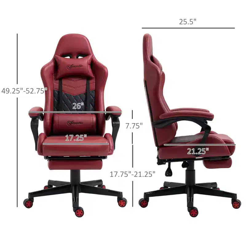 Chaise de jeu à dossier haut, avec appuie-tête, chaise d'ordinateur, avec support lombaire et repose-pieds, chaise de bureau, chaise d'étude, chaise de lecture