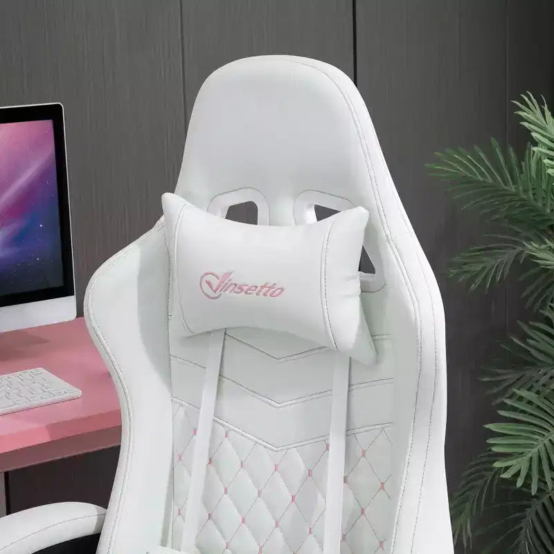 Chaise de jeu à dossier haut, avec appuie-tête, chaise d'ordinateur, avec support lombaire et repose-pieds, chaise de bureau, chaise d'étude, chaise de lecture