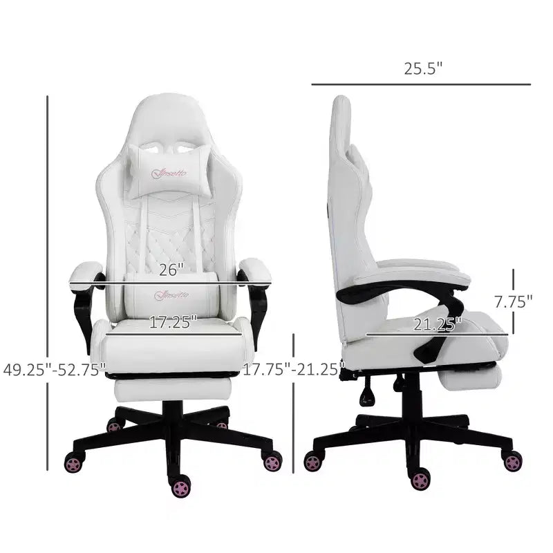 Chaise de jeu à dossier haut, avec appuie-tête, chaise d'ordinateur, avec support lombaire et repose-pieds, chaise de bureau, chaise d'étude, chaise de lecture