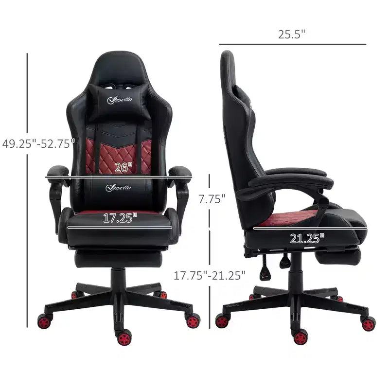 Chaise de jeu à dossier haut, avec appuie-tête, chaise d'ordinateur, avec support lombaire et repose-pieds, chaise de bureau, chaise d'étude, chaise de lecture