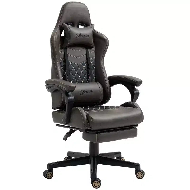 Chaise de jeu à dossier haut, avec appuie-tête, chaise d'ordinateur, avec support lombaire et repose-pieds, chaise de bureau, chaise d'étude, chaise de lecture