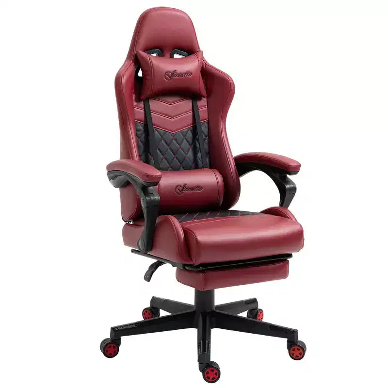 Chaise de jeu à dossier haut, avec appuie-tête, chaise d'ordinateur, avec support lombaire et repose-pieds, chaise de bureau, chaise d'étude, chaise de lecture