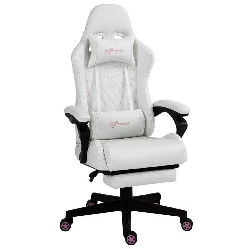 Chaise de jeu à dossier haut, avec appuie-tête, chaise d'ordinateur, avec support lombaire et repose-pieds, chaise de bureau, chaise d'étude, chaise de lecture