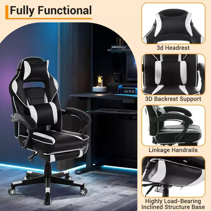 Chaise de bureau ergonomique rose fleur de cerisier avec piédestal, support lombaire et appui-tête.