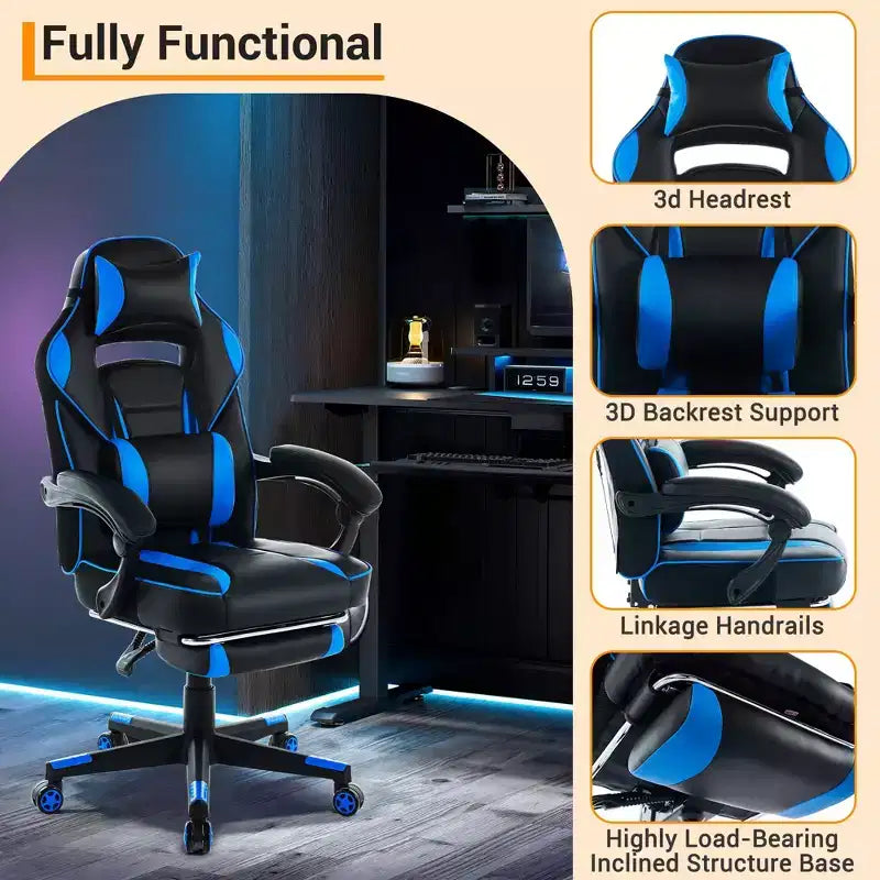 Chaise de bureau ergonomique rose fleur de cerisier avec piédestal, support lombaire et appui-tête.