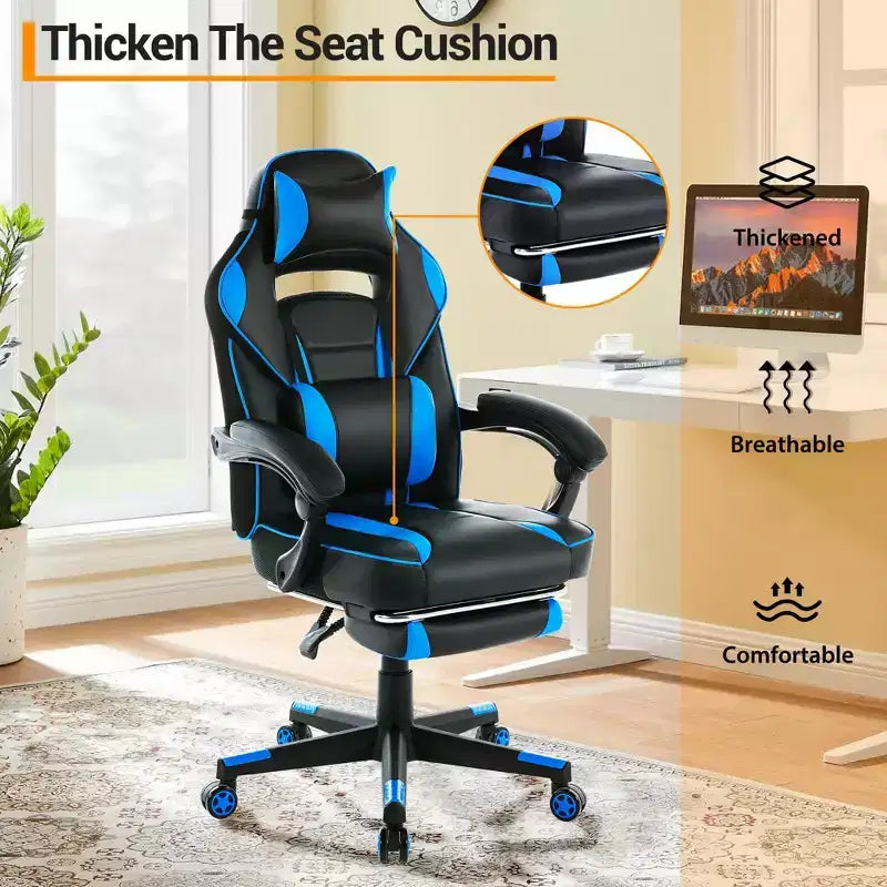 Chaise de bureau ergonomique rose fleur de cerisier avec piédestal, support lombaire et appui-tête.