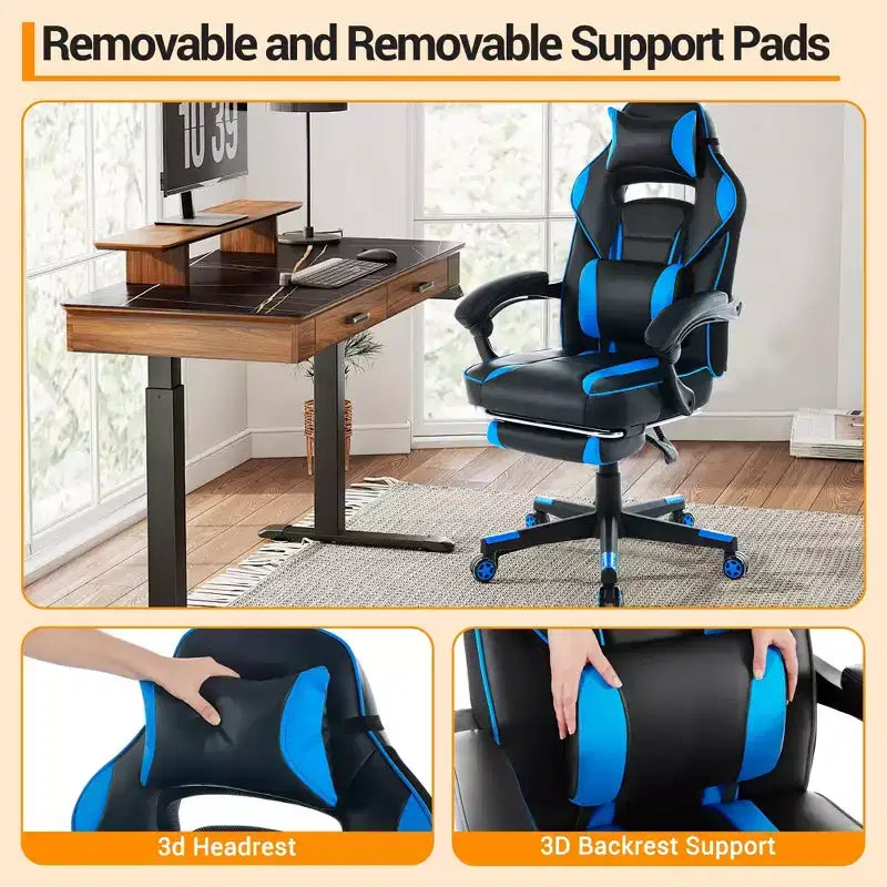 Chaise de bureau ergonomique rose fleur de cerisier avec piédestal, support lombaire et appui-tête.