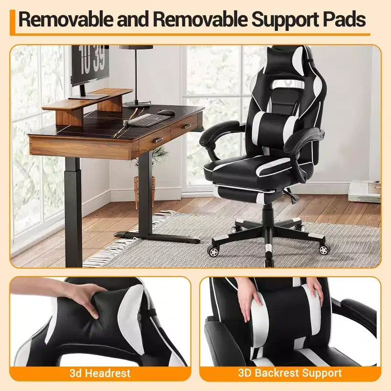 Chaise de bureau ergonomique rose fleur de cerisier avec piédestal, support lombaire et appui-tête.
