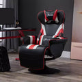 Fauteuil de gamer, Inclinable Style Racing avec Support Lombaire, Repose-Pieds et Porte-Gobelet/Blanc/Rouge