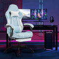 Chaise de gaming MAYEERTY, chaise de bureau, chaise ergonomique avec repose-pieds et support lombaire, convient aux salons, bleue.