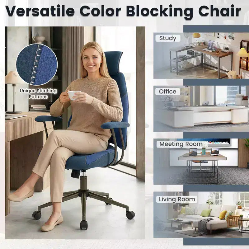 Chaise de bureau ergonomique avec appuie-tête 2D, dossier inclinable et roulettes ; chaise gamer.