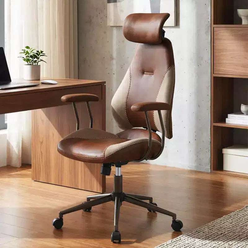 Chaise de bureau ergonomique avec appuie-tête 2D, dossier inclinable et roulettes ; chaise gamer.
