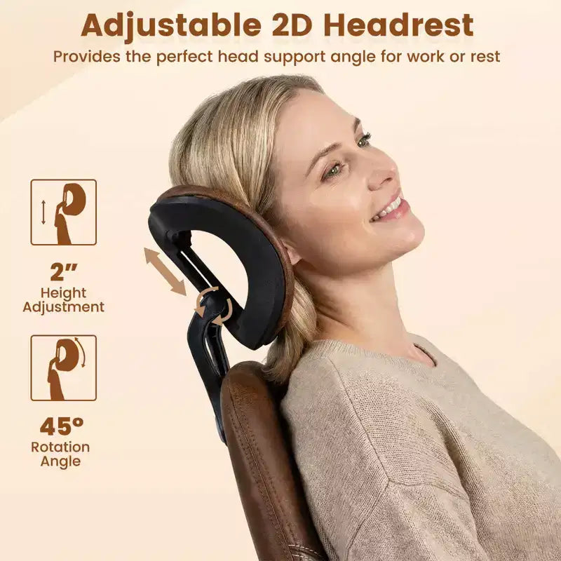 Chaise de bureau ergonomique avec appuie-tête 2D, dossier inclinable et roulettes ; chaise gamer.