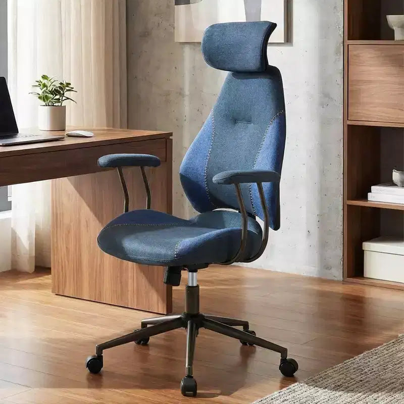 Chaise de bureau ergonomique avec appuie-tête 2D, dossier inclinable et roulettes ; chaise gamer.