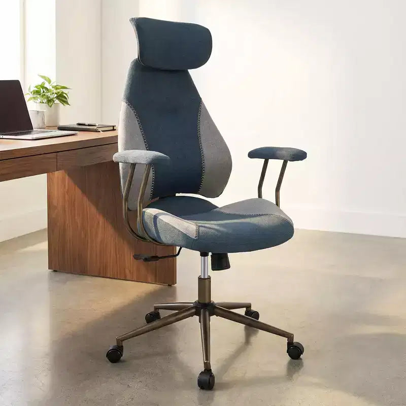Chaise de bureau ergonomique avec appuie-tête 2D, dossier inclinable et roulettes ; chaise gamer.