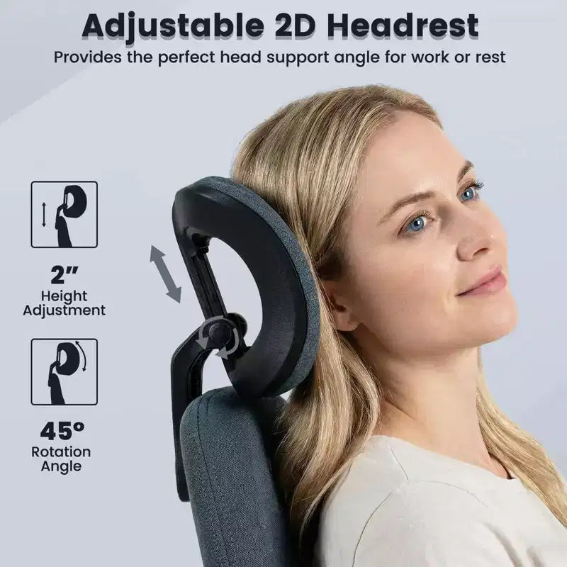 Chaise de bureau ergonomique avec appuie-tête 2D, dossier inclinable et roulettes ; chaise gamer.
