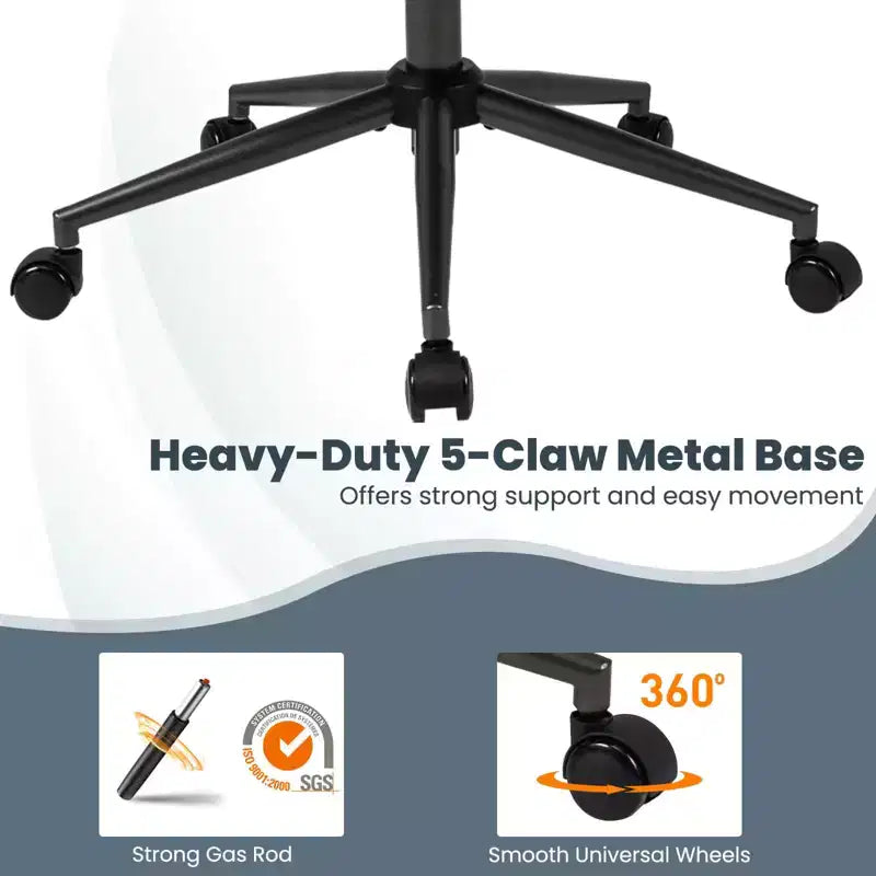 Chaise de bureau ergonomique avec appuie-tête 2D, dossier inclinable et roulettes ; chaise gamer.