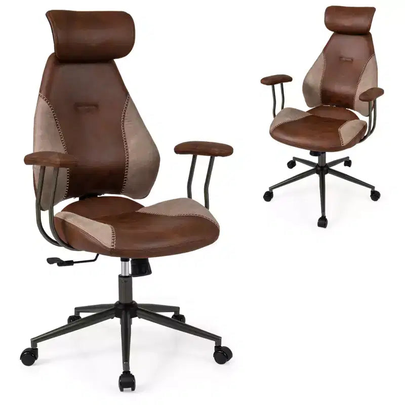 Chaise de bureau ergonomique avec appuie-tête 2D, dossier inclinable et roulettes ; chaise gamer.