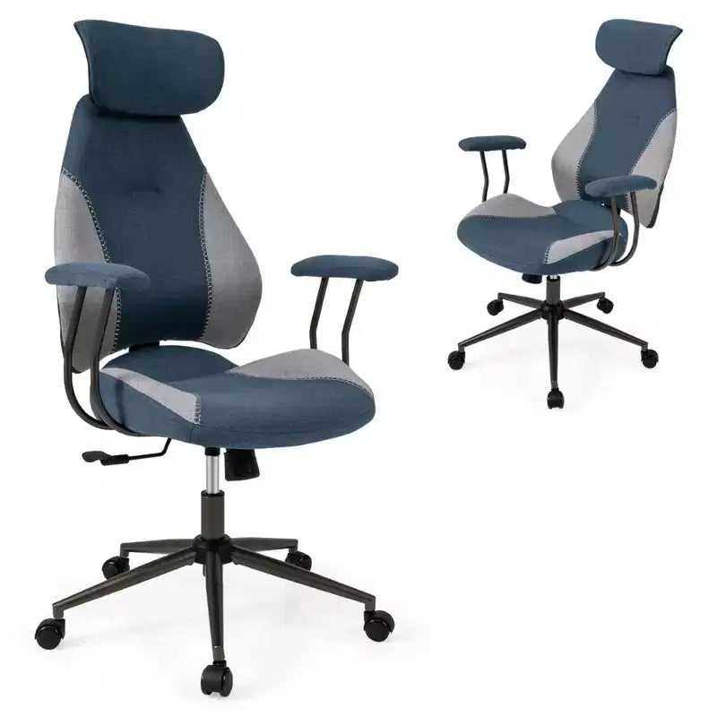 Chaise de bureau ergonomique avec appuie-tête 2D, dossier inclinable et roulettes ; chaise gamer.