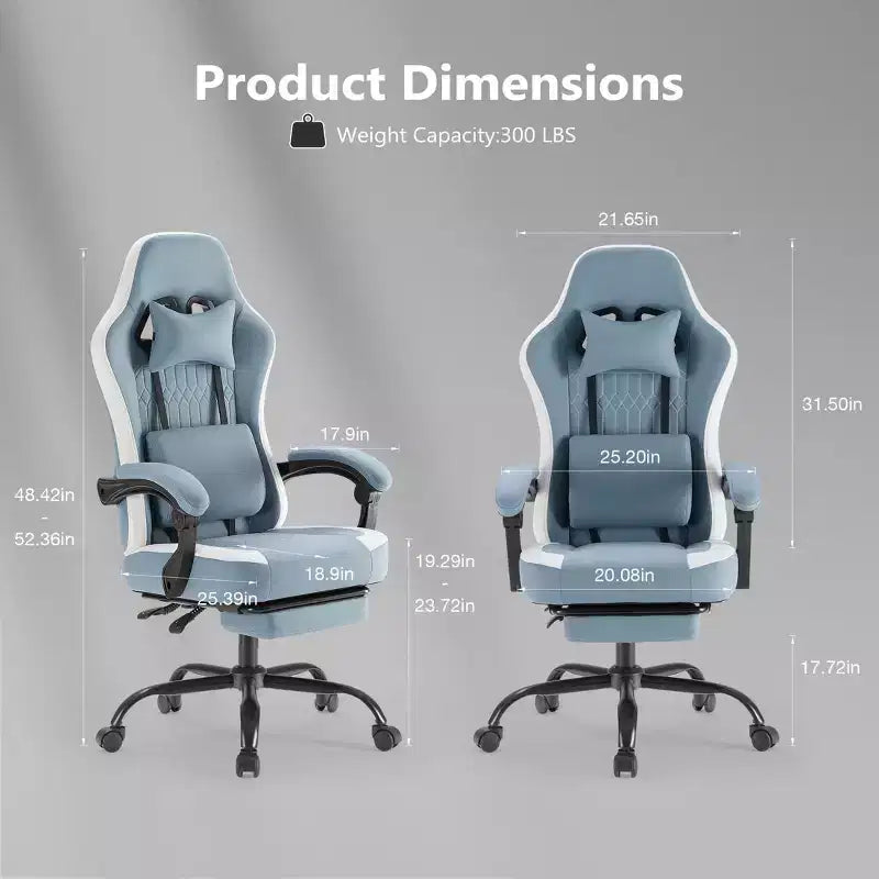 Chaise de bureau ergonomique avec accoudoirs rembourrés ; chaise de gaming avec support lombaire.