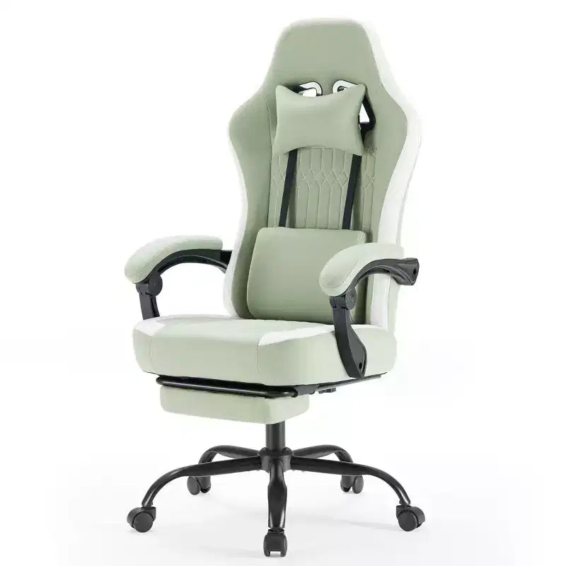 Chaise de bureau ergonomique avec accoudoirs rembourrés ; chaise de gaming avec support lombaire.