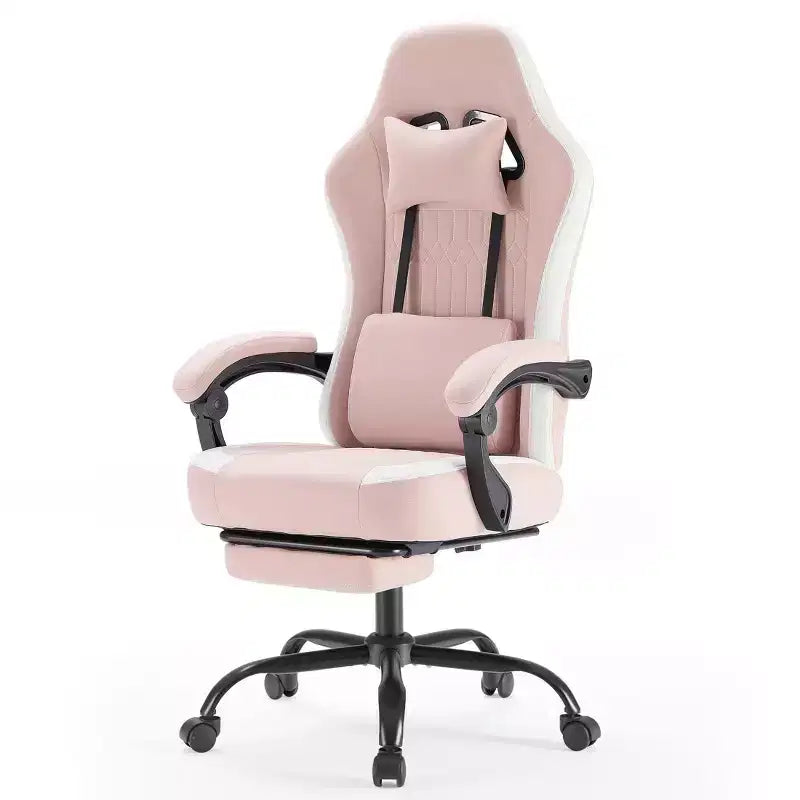 Chaise de bureau ergonomique avec accoudoirs rembourrés ; chaise de gaming avec support lombaire.
