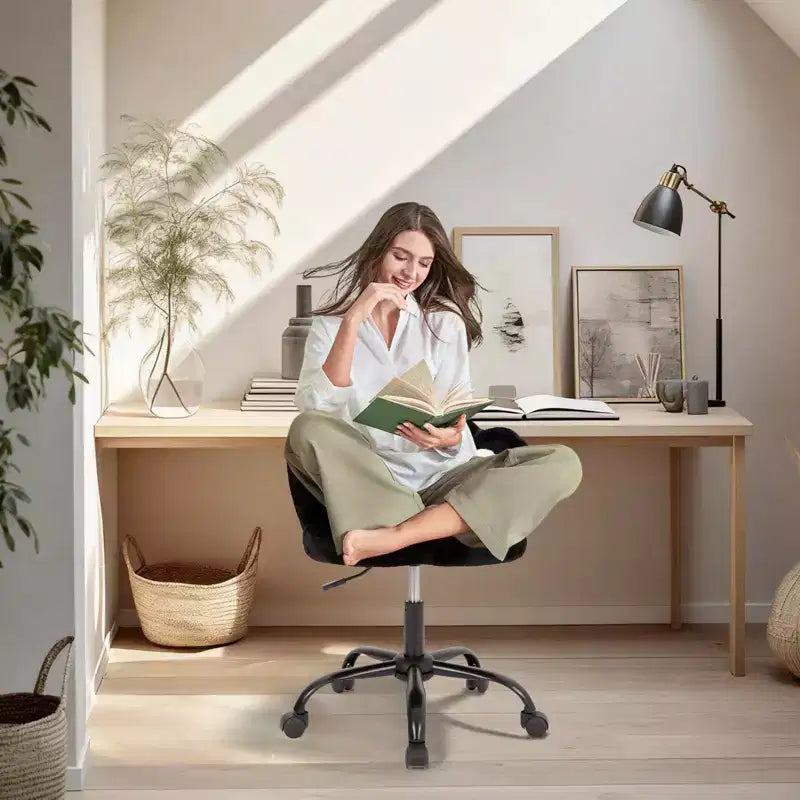 Chaise de bureau à roulettes en tissu nounours, avec dossier en forme de patte de chat, réglable en hauteur