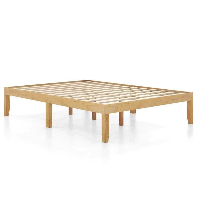 Grand cadre de lit plateforme en bois avec tapis en caoutchouc