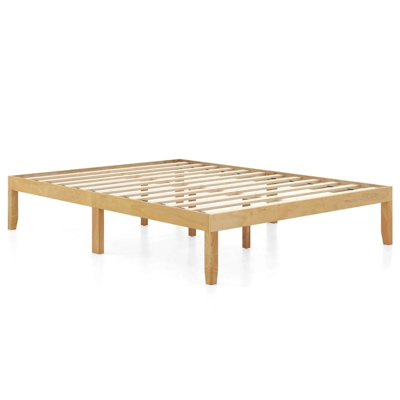 Grand cadre de lit plateforme en bois avec tapis en caoutchouc