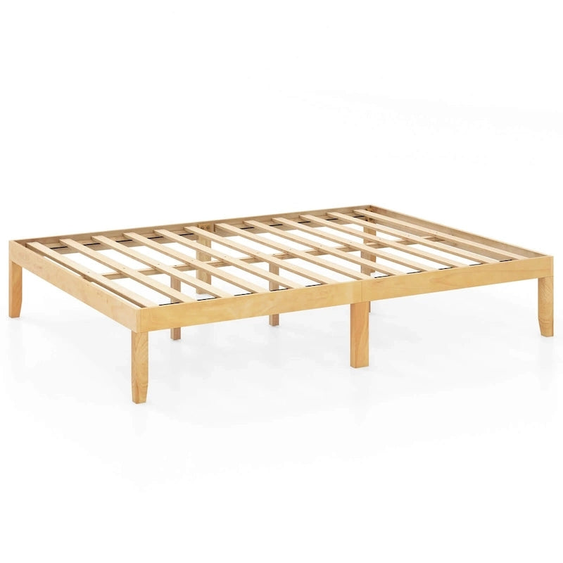 Grand cadre de lit plateforme en bois avec tapis en caoutchouc