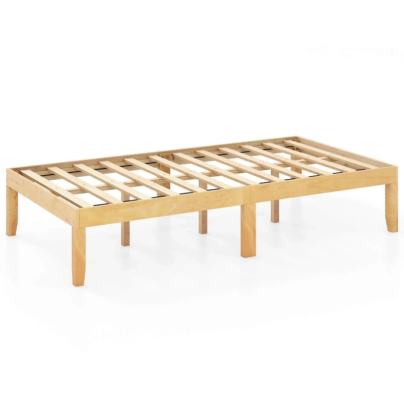 Grand cadre de lit plateforme en bois avec tapis en caoutchouc
