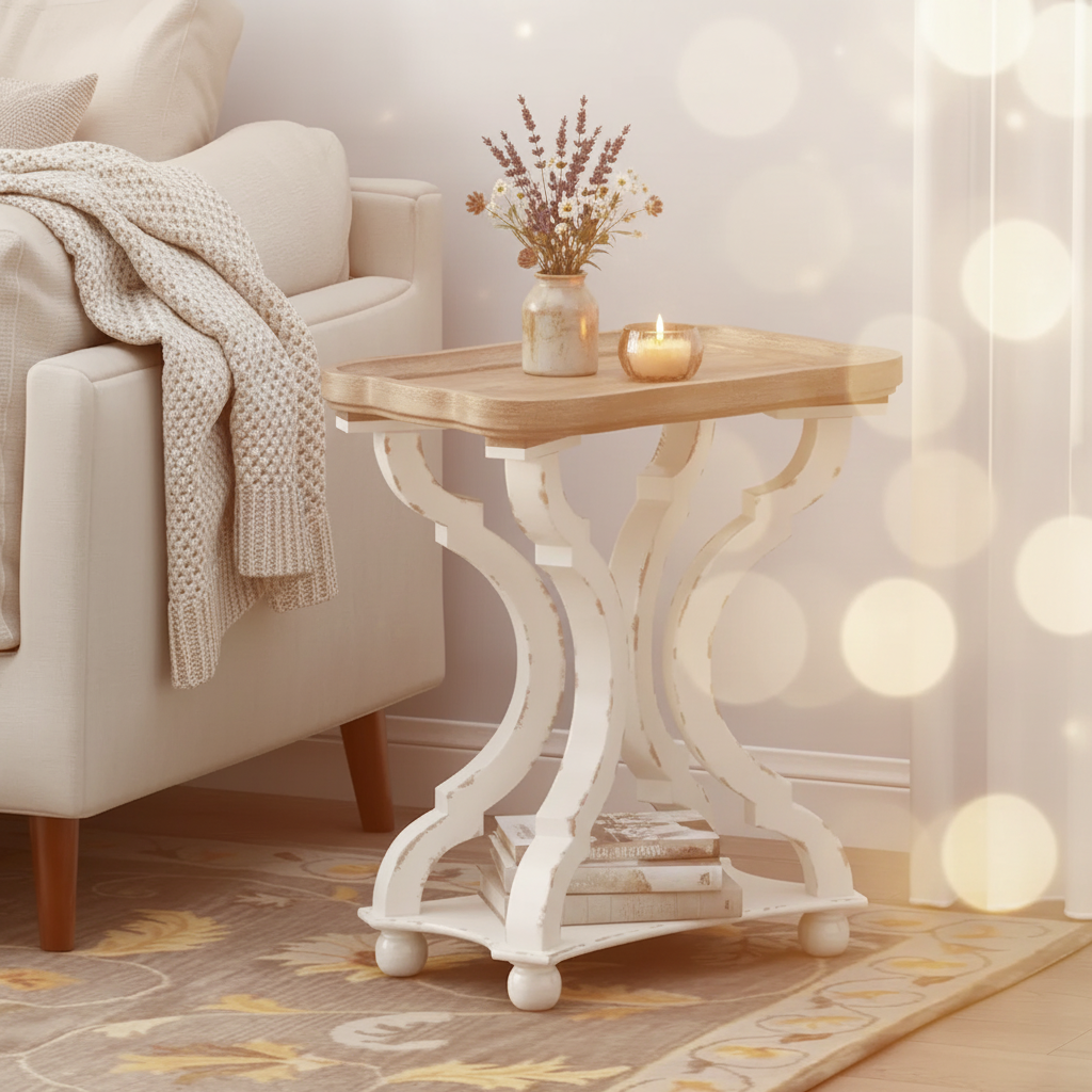 Table d'appoint rectangulaire de style campagne française