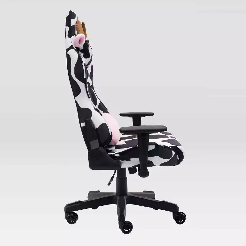 Fauteuil de jeu imprimé vache, mousse à mémoire de forme, réglable.